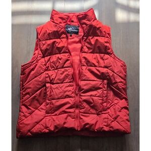 KC Collections Red Quilted Puffy Vest Women L Outdoor Sports